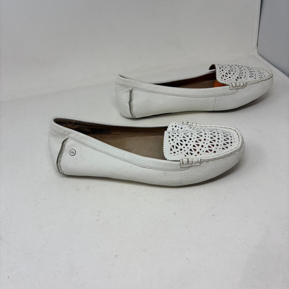 Ugg Claire Leather Loafer Perforated Laser Cut Ivory Casual Slip On Shoe - 9.5 - Picture 4 of 7